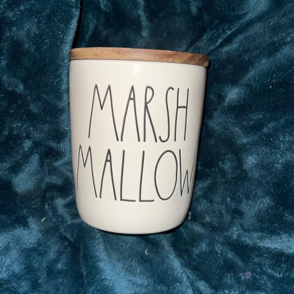 New Rae Dunn “MARSHMALLOW” Cellar White with black Letter 5"